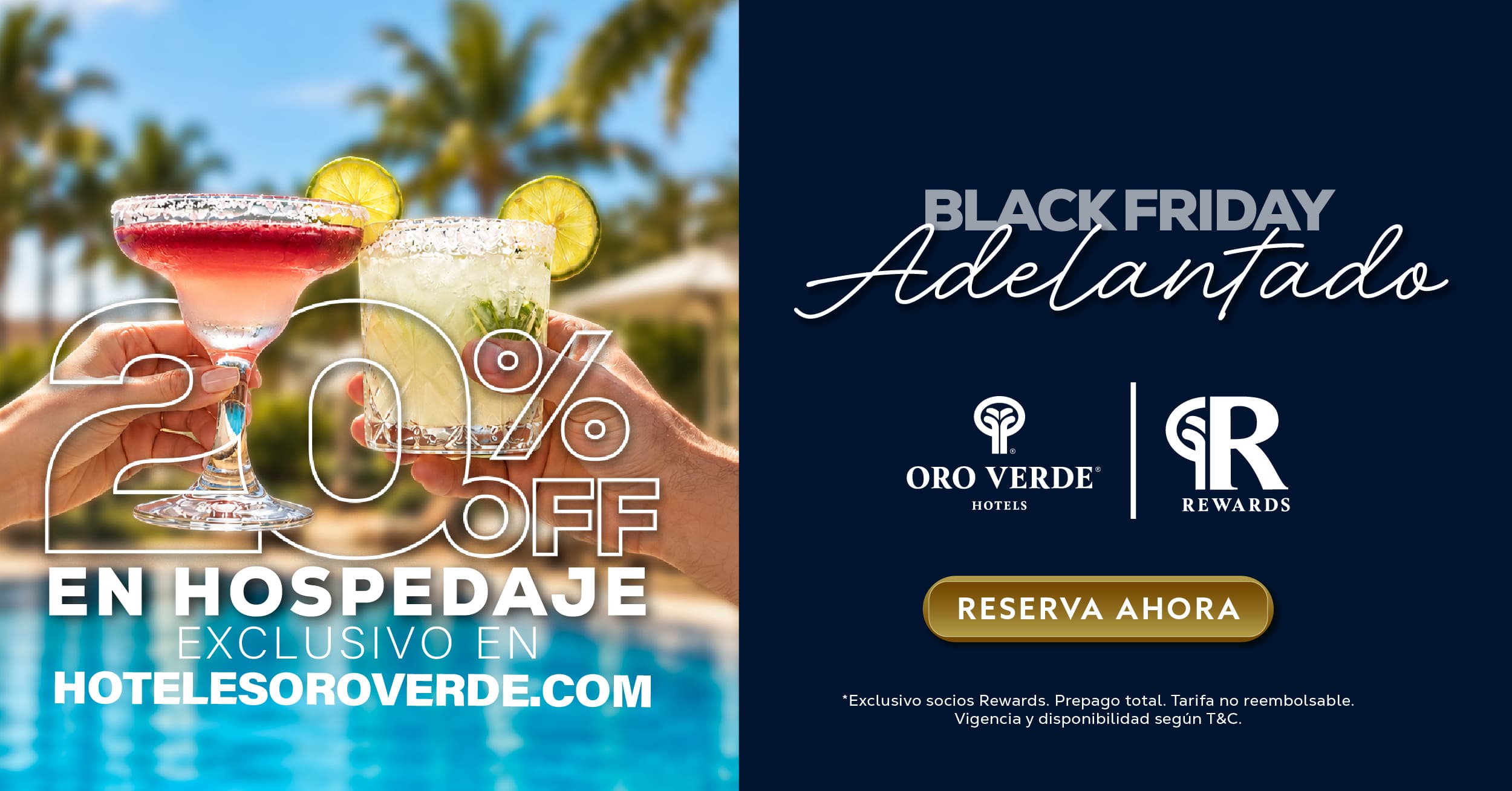 Black Friday Adelantado, escapada en Hoteles Oro Verde Ecuador con piscina y 20% de descuento en reservas web para socios Rewards.